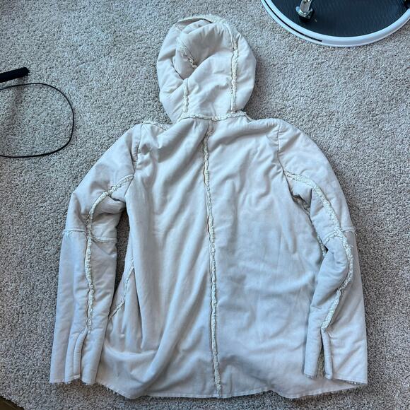 Vintage Y2K Faux Suede Faux Fur Sherpa Lined Jacket Button Up Hood size Medium - Picture 7 of 13